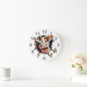 Grappig koe gezicht verrast look bruin wit boerder ronde klok (Huis)