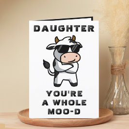 Grappig Koe Moo Mood Daughter Happy Birthday Bedankkaart