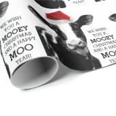 Grappig Koe Mooey Kerstmis en Happy MOO Jaar! Cadeaupapier (Rol Hoek)