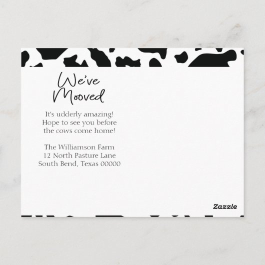 Grappig Koe Nieuw thuisadres dat we hebben verplaa Briefkaart (Achterkant)