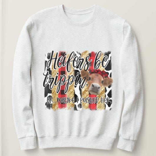 Grappig Koe ontwerp met plaid en glitter achtergro Trui (Design voorkant)