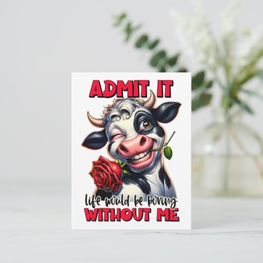 Grappig Koe Quote Gezegde Briefkaart (Staand voorkant)