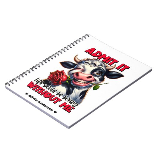 Grappig Koe Quote Gezegde Notitieboek (Linkerzijde)