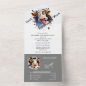 Grappig koe verrassingsfeestje diner dans all in one uitnodiging (Binnen)