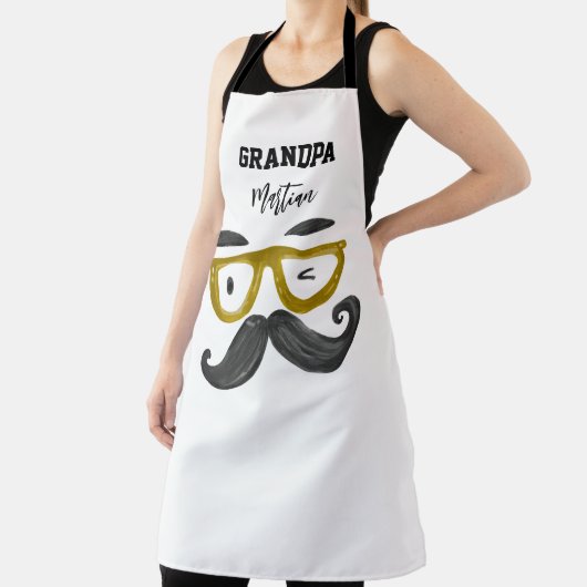 Grappig Koel Gele Brillen Snor Opa Custom Schort (Insitu)