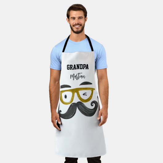 Grappig Koel Gele Brillen Snor Opa Custom Schort (Gedragen)