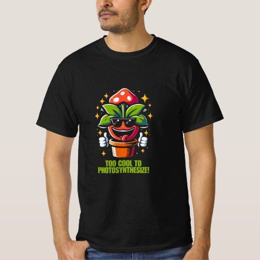 Grappig Koel Plant met Zonnebril en Mushroom Pet. T-shirt (Voorkant)