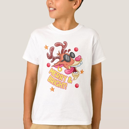 Grappig Koel Rendier Prettig Helder Vakantie T-shirt (Voorkant)