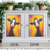 Grappig koeportret in felle kleuren DZ4L decoupage Tissuepapier