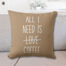 Grappig koffie citaat eenvoudig minimalistisch kussen