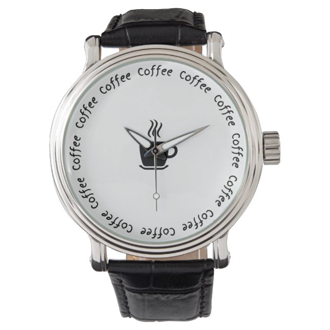 Grappig Koffie eWatch - "Koffie O'Clock" Horloge (Voorkant)