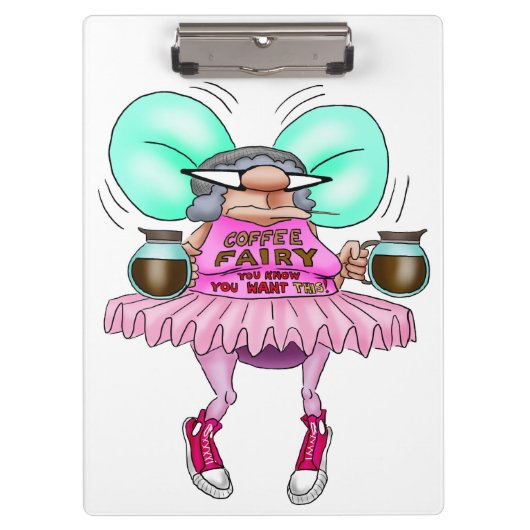 Grappig koffie fee werkplek klembord (Voorkant)