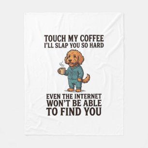 Grappig koffie hond vintage graveer shirt ontwerp_ fleece deken