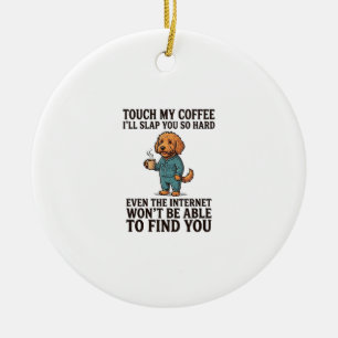 Grappig koffie hond vintage graveer shirt ontwerp_ keramisch ornament