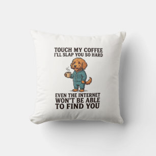 Grappig koffie hond vintage graveer shirt ontwerp_ kussen