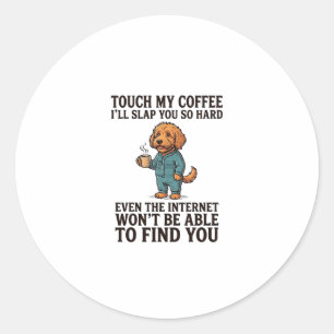 Grappig koffie hond vintage graveer shirt ontwerp_ ronde sticker