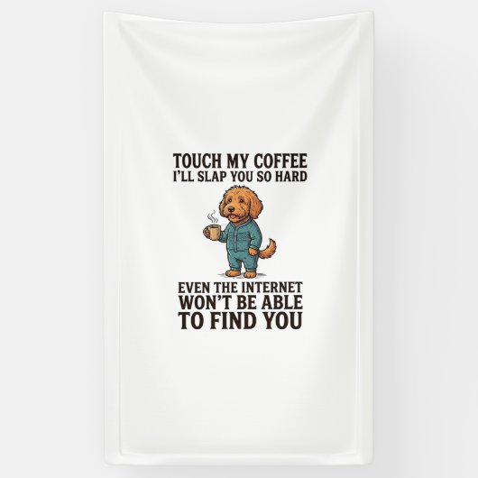 Grappig koffie hond vintage graveer shirt ontwerp_ spandoek (Verticaal)