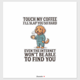 Grappig koffie hond vintage graveer shirt ontwerp_ sticker