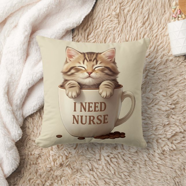 Grappig koffie kat kussen cadeau voor verpleegster (Deken)