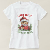 Grappig Koffie Kerst Kat T-shirt (Design voorkant)