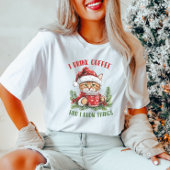 Grappig Koffie Kerst Kat T-shirt