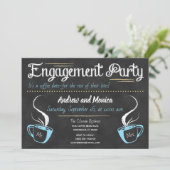 Grappig Koffie Krijtbord Engagement Party Kaart (Staand voorkant)