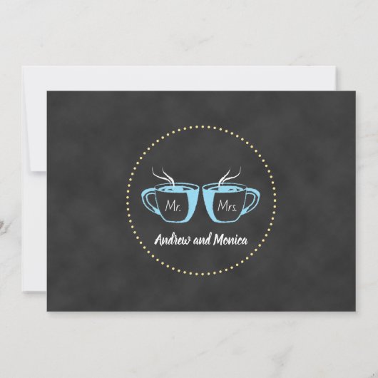 Grappig Koffie Krijtbord Engagement Party Kaart (Achterkant)