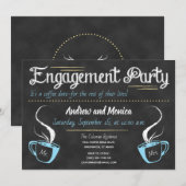 Grappig Koffie Krijtbord Engagement Party Kaart (Voorkant / Achterkant)