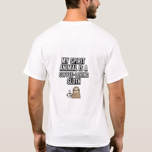 Grappig Koffie Luiaard T-shirt | Mijn Spirit Anima (Achterkant)