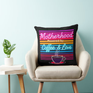 Grappig Koffie Mam Gift Neon kleuren Moederdag Kussen