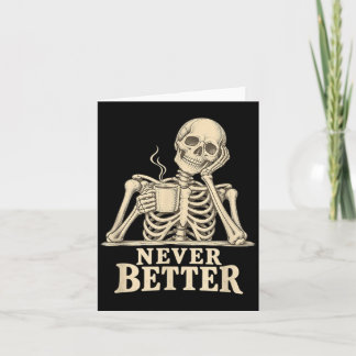 Grappig Koffie Skelet Gotische Halloween Cafeïne Kaart