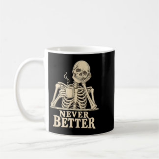 Grappig Koffie Skelet Gotische Halloween Cafeïne Koffiemok