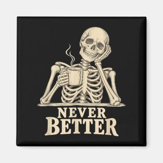 Grappig Koffie Skelet Gotische Halloween Cafeïne Magneet