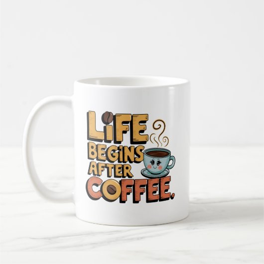 Grappig koffieleven woordkunst koffiemok (Links)