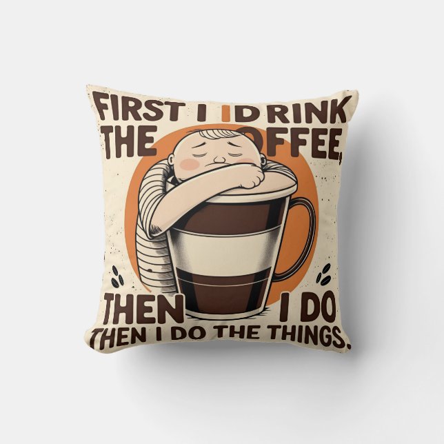 Grappig koffieontwerp – kussenslopen kussen (Voorkant)