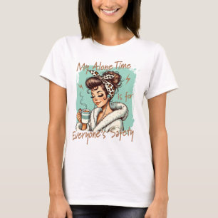 Grappig koffietijd meisje in de ochtend Teal T-shirt