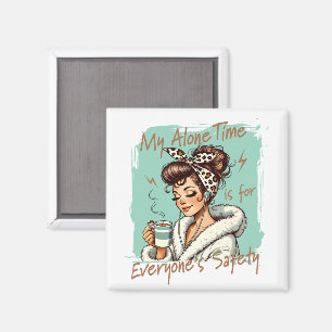 Grappig koffietijd meisje in de ochtend turquoise magneet