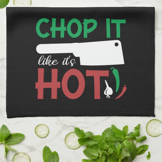 Grappig koken als het heet rood en groen is theedoek (Gevouwen)