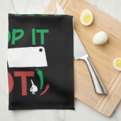 Grappig koken als het heet rood en groen is theedoek (Quarter Fold)