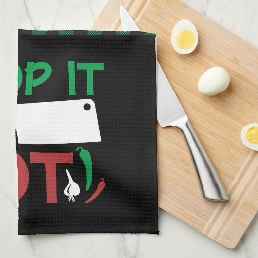 Grappig koken als het heet rood en groen is theedoek (Quarter Fold)