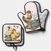 Grappig Koken Kip Schort – Hen maken soep Ovenwant & Pannenlap Set (Voorkant / Achterkant)