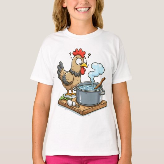 Grappig Koken Kip Schort – Hen maken soep T-shirt (Voorkant)
