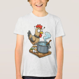 Grappig Koken Kip Schort – Hen maken soep Tri-Blend Shirt