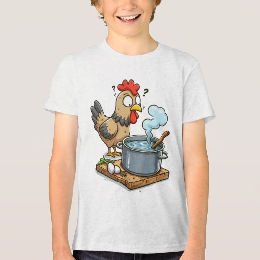 Grappig Koken Kip Schort – Hen maken soep Tri-Blend Shirt (Voorkant)