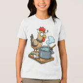 Grappig Koken Kip Schort – Hen maken soep Tri-Blend Shirt (Voorkant)
