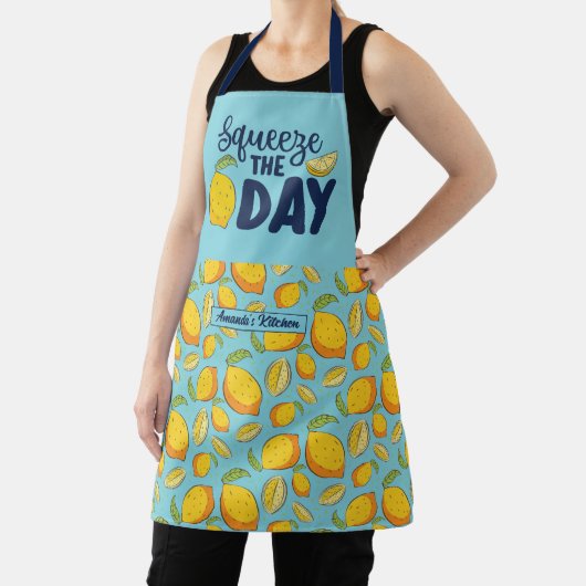 Grappig koken pun knijpen op dag-leemonpatroon schort (Insitu)