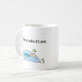 Grappig komische koffie-mok. "Maak me wakker als h Koffiemok (Voorkant links)