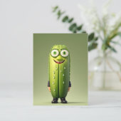 Grappig komkommer karakter briefkaart (Staand voorkant)