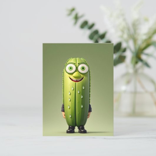 Grappig komkommer karakter briefkaart (Staand voorkant)