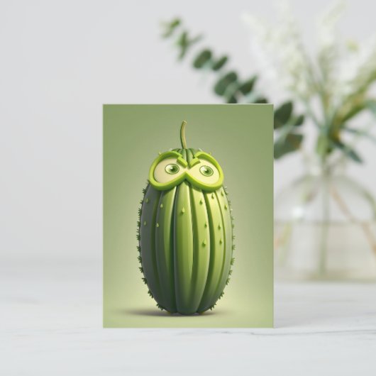 Grappig komkommer karakter briefkaart (Staand voorkant)